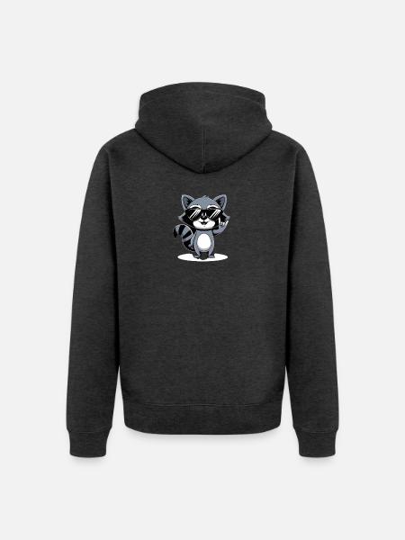 Cooler Waschbär mit Sonnenbrille - Unisex Premium Bio Zip Hoodie - Anthrazit meliert