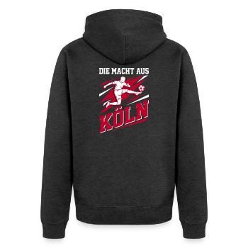 Köln Fußball Spieler - Kicker Fan Motiv - Unisex Premium Bio Zip Hoodie - Anthrazit meliert - Hinten - Nico (187cm)