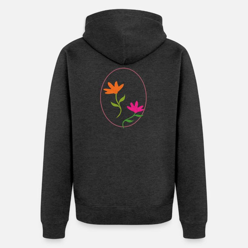 Œuf de Pâques à deux fleurs - Veste à capuche bio Premium Unisexe - anthracite chiné