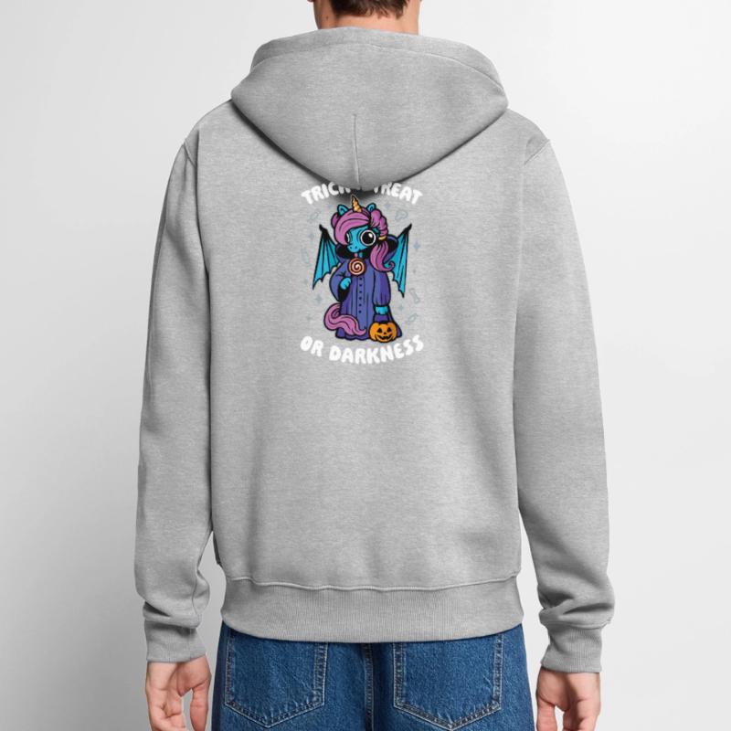 Dunkles süßes Einhorn - Süßes oder Saures oder Dunkelheit Unisex Premium Bio Zip Hoodie