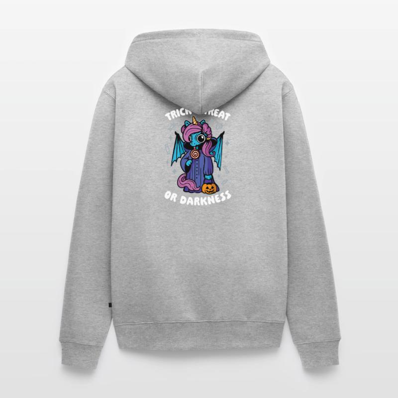 Dunkles süßes Einhorn - Süßes oder Saures oder Dunkelheit Unisex Premium Bio Zip Hoodie
