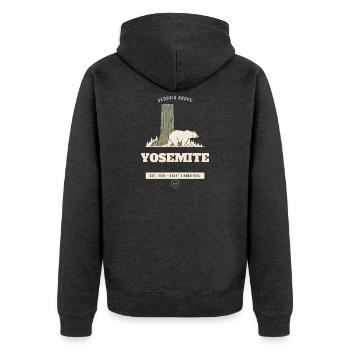 Yosemite-Nationalpark Schwarzbär - Unisex Premium Bio Zip Hoodie - Anthrazit meliert - Hinten - Nico (187cm)