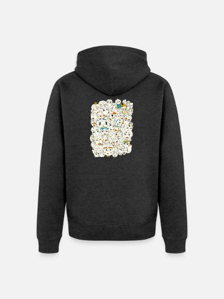 Gesichter auf und über Gesichter - Unisex Premium Bio Zip Hoodie - Anthrazit meliert