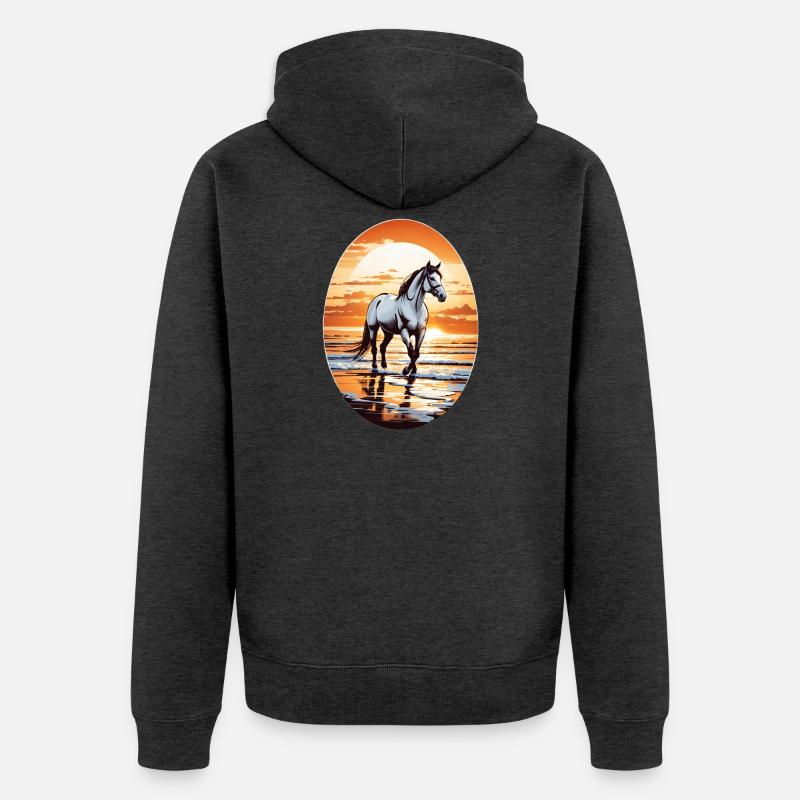 Cheval sur la plage - Veste à capuche bio Premium Unisexe - anthracite chiné