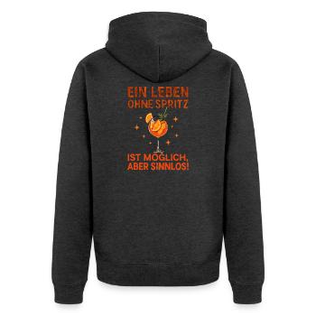 Leben Ohne Spritz Ist Möglich Aber Sinnlos Humor - Unisex Premium Bio Zip Hoodie - Anthrazit meliert - Hinten - Nico (187cm)