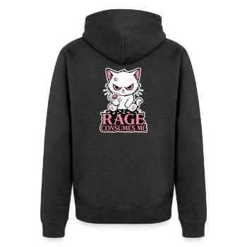 Wut verzehrt mich lustiges wütendes Kätzchenblumen-Shirt - Unisex Premium Bio Zip Hoodie - Anthrazit meliert - Hinten - Nico (187cm)