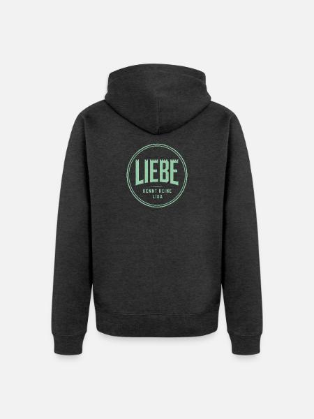 Liebe kennt keine Liga - Unisex Premium Bio Zip Hoodie - Anthrazit meliert