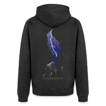 Éclair la puissance de la nature - Veste à capuche bio Premium Unisexe - anthracite chiné - Dos - Nico (187cm)