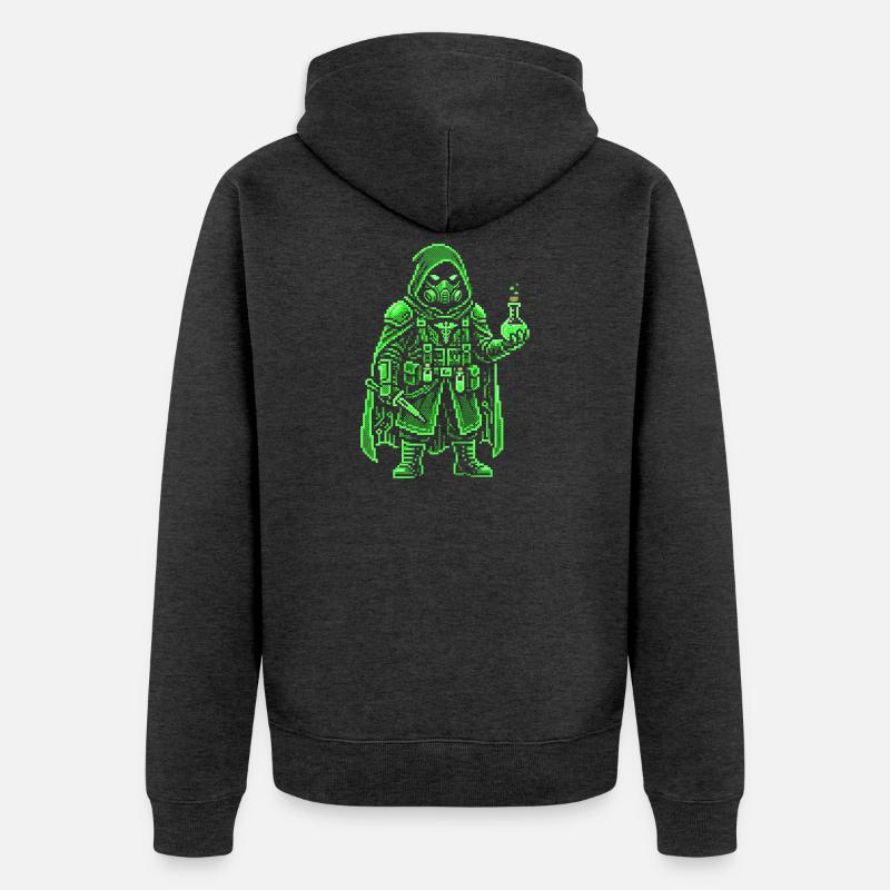 Punk Apothécary Pixel Art Hacker rétro - Veste à capuche bio Premium Unisexe - anthracite chiné
