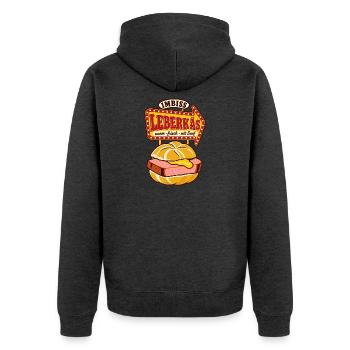 Leberkäs Imbiss Retro - Unisex Premium Bio Zip Hoodie - Anthrazit meliert - Hinten - Nico (187cm)