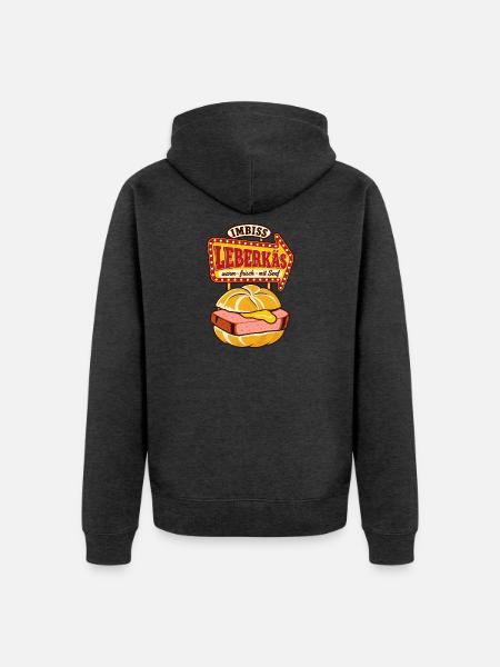 Leberkäs Imbiss Retro - Unisex Premium Bio Zip Hoodie - Anthrazit meliert