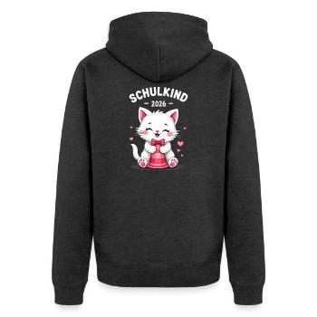 Schulkind 2026 Einschulung 2026 Schulanfang - Unisex Premium Bio Zip Hoodie - Anthrazit meliert - Hinten - Nico (187cm)