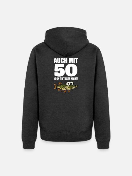 50. Geburtstag Lustig Männer Toller Hecht Geschenk - Unisex Premium Bio Zip Hoodie - Anthrazit meliert