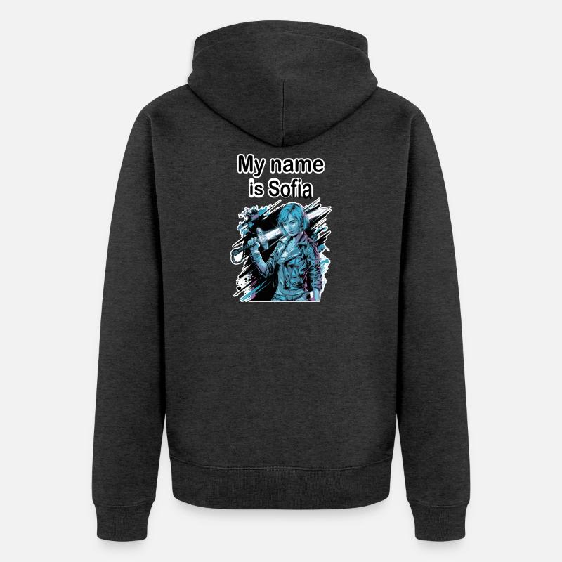 My name is Sofia 2026 - Veste à capuche bio Premium Unisexe - anthracite chiné