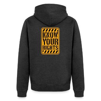 Know Your Rights Aktivismus Gerechtigkeit Freiheit - Unisex Premium Bio Zip Hoodie - Anthrazit meliert - Hinten - Nico (187cm)