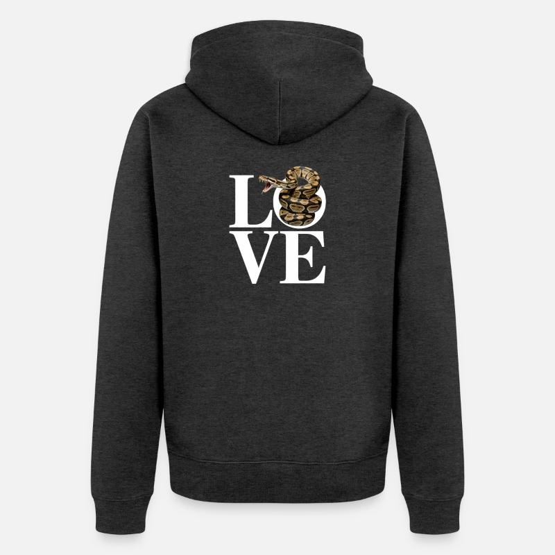 Königspython Schlangen LOVE Terrarium Python - Unisex Premium Bio Zip Hoodie - Anthrazit meliert