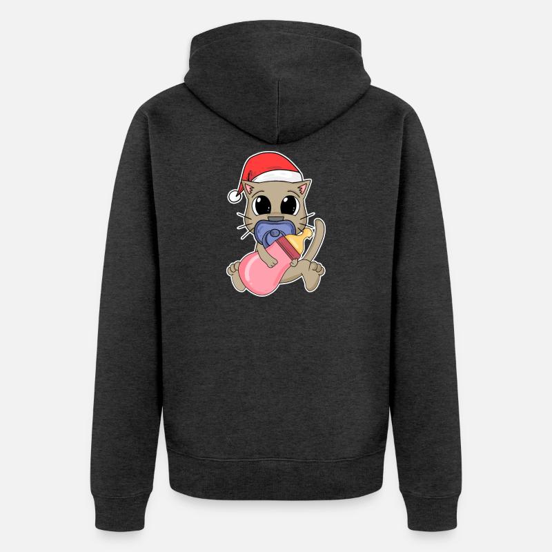 Chat Bébé Noël - Veste à capuche bio Premium Unisexe - anthracite chiné