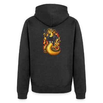 Cobra - Unisex Premium Bio Zip Hoodie - Anthrazit meliert - Hinten - Nico (187cm)