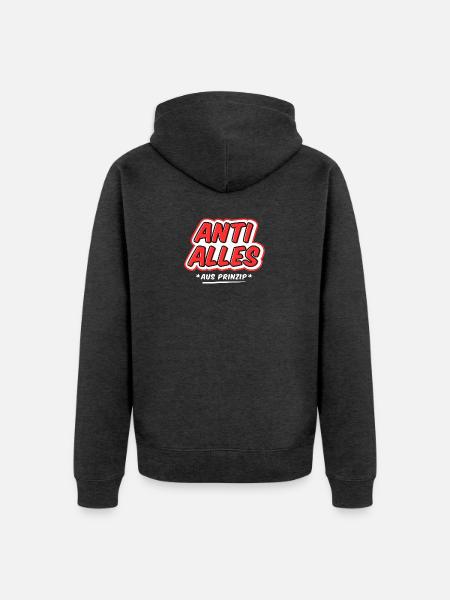 Anti Alles Aus Prinzip - Unisex Premium Bio Zip Hoodie - Anthrazit meliert