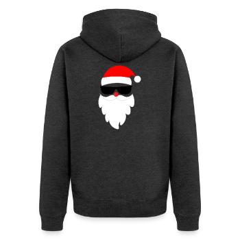 Cooler Weihnachtsmann Santa Nikolaus  - Unisex Premium Bio Zip Hoodie - Anthrazit meliert - Hinten - Nico (187cm)