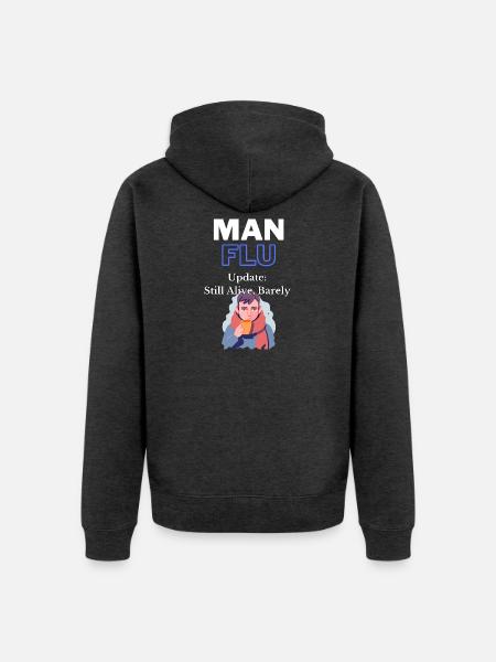 Mann Grippe Überleben Zitat T-Shirt - Unisex Premium Bio Zip Hoodie - Anthrazit meliert
