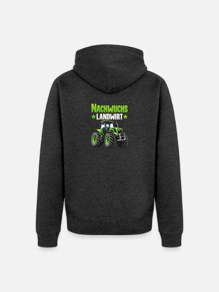 Nachwuchs Landwirt Bauer Traktor - Unisex Premium Bio Zip Hoodie - Anthrazit meliert
