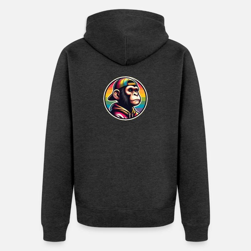 Casquette à capuche Monkey Arc-en-ciel - Veste à capuche bio Premium Unisexe - anthracite chiné