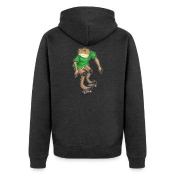 Frog Skater Skateboard - Unisex Premium Organic Zip Hoodie - heather anthracite - Back - Nico (187cm)