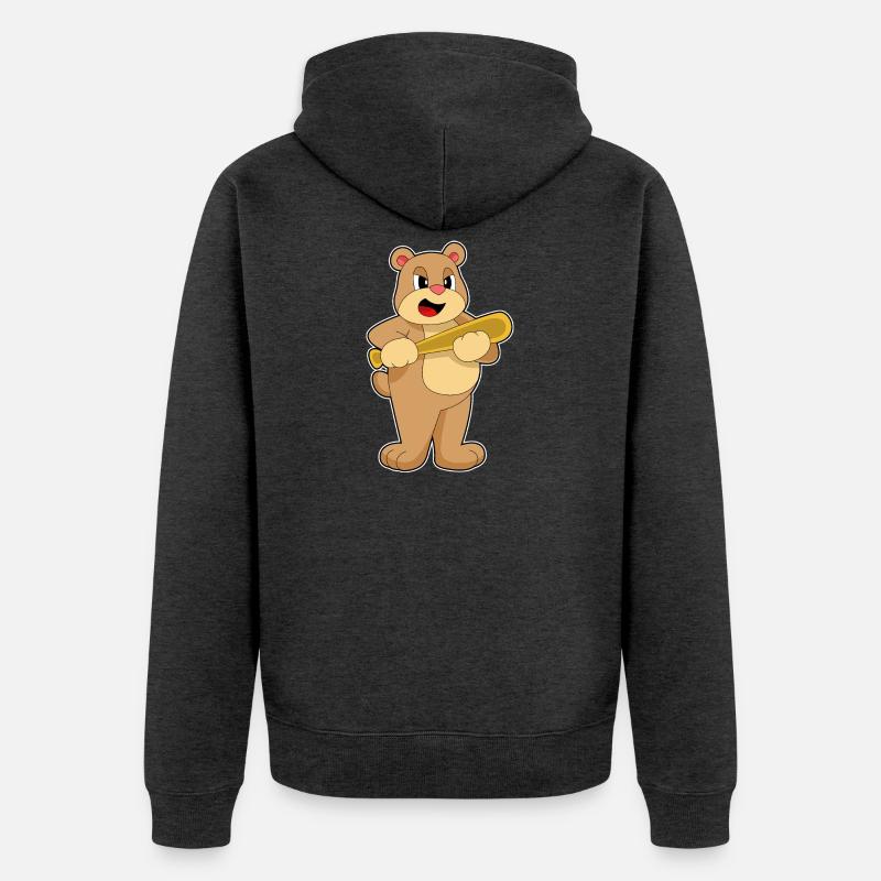 Batte de baseball Bear - Veste à capuche bio Premium Unisexe - anthracite chiné