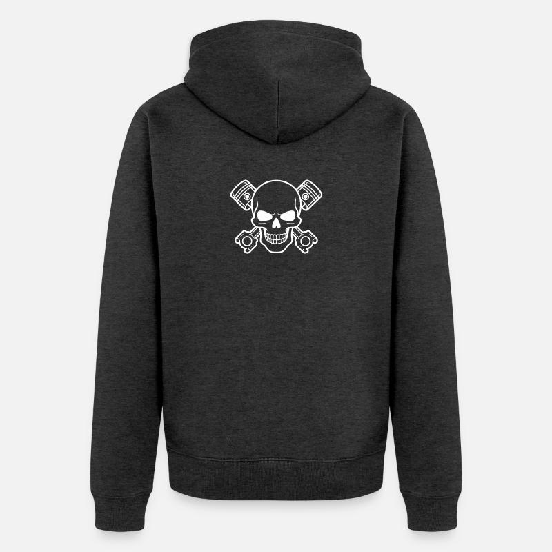 Crâne avec croix de piston - Veste à capuche bio Premium Unisexe - anthracite chiné