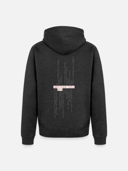 Antifascista AfA Typo Collage rot/grau - Unisex Premium Bio Zip Hoodie - Anthrazit meliert