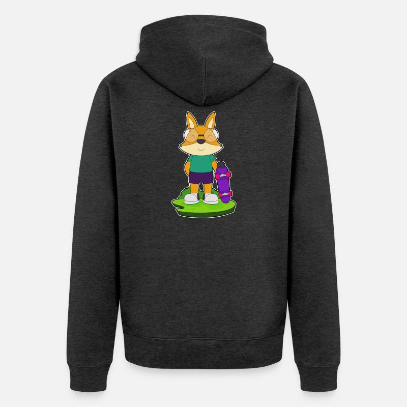 Fox Skater Skateboard - Veste à capuche bio Premium Unisexe - anthracite chiné