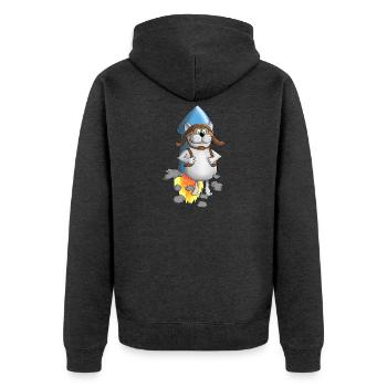 Nouveau départ - Rocket - Comic - Veste à capuche bio Premium Unisexe - anthracite chiné - Dos - Nico (187cm)