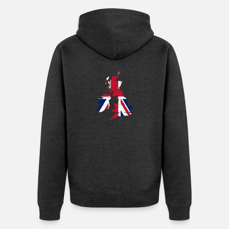 Royaume-Uni Drapeau Paysage Angleterre - Veste à capuche bio Premium Unisexe - anthracite chiné