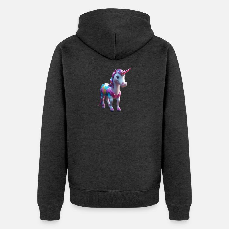 Einhorn - Unisex Premium Bio Zip Hoodie - Anthrazit meliert