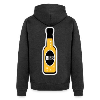 Bierflasche (Bier / Bierchen / NEG 3C) - Unisex Premium Bio Zip Hoodie - Anthrazit meliert - Hinten - Nico (187cm)