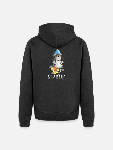 coole Startup Rakete - Unisex Premium Bio Zip Hoodie - Anthrazit meliert