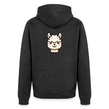Alpaca Llama Head Comic Cartoon - Unisex Premium Organic Zip Hoodie - heather anthracite - Back - Nico (187cm)