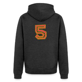 5. 5 YEARS. 5th ANNIVERSARY. 5 YEAR ANNIVERSARY - Unisex Premium Organic Zip Hoodie - heather anthracite - Back - Nico (187cm)