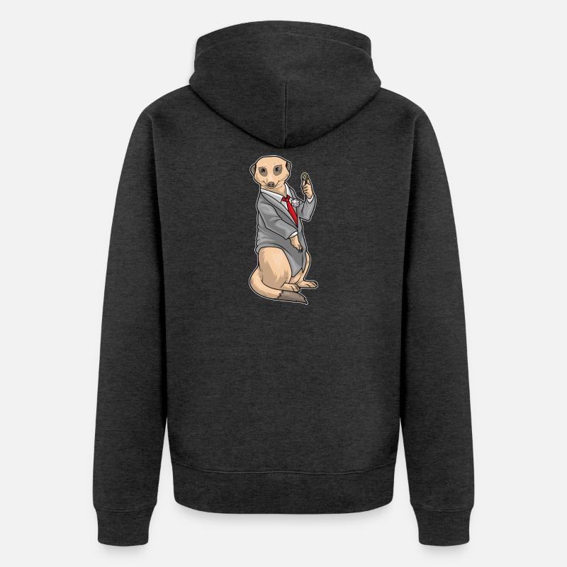 Erdmännchen Bräutigam Ehering Hochzeit - Unisex Premium Bio Zip Hoodie - Anthrazit meliert