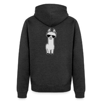 Lunettes de soleil Cool Lama Alpaga Souriant Drôle - Veste à capuche bio Premium Unisexe - anthracite chiné - Dos - Nico (187cm)