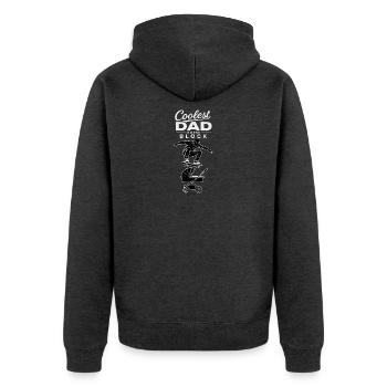Skateboarding Dad - Papa und sein Skateboard - Unisex Premium Bio Zip Hoodie - Anthrazit meliert - Hinten - Nico (187cm)