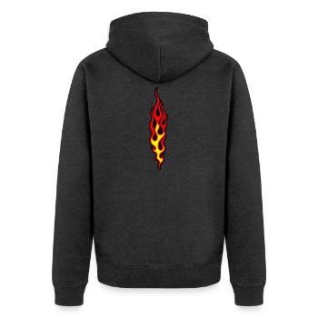 flammen - Unisex Premium Bio Zip Hoodie - Anthrazit meliert - Hinten - Nico (187cm)