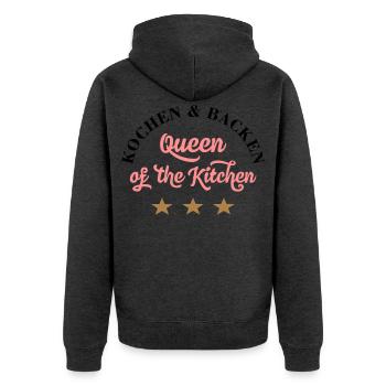 kochen - Unisex Premium Bio Zip Hoodie - Anthrazit meliert - Hinten - Nico (187cm)