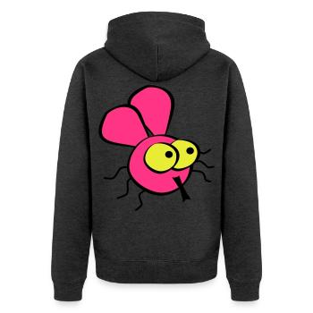Fliege - Unisex Premium Bio Zip Hoodie - Anthrazit meliert - Hinten - Nico (187cm)