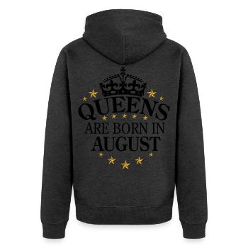 Queens August - Unisex Premium Bio Zip Hoodie - Anthrazit meliert - Hinten - Nico (187cm)