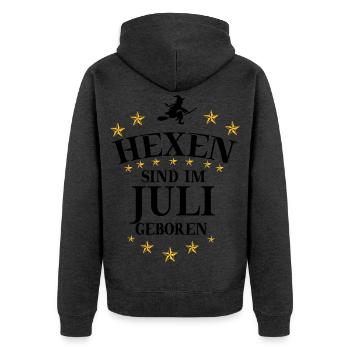 Sorcière juillet - Veste à capuche bio Premium Unisexe - anthracite chiné - Dos - Nico (187cm)