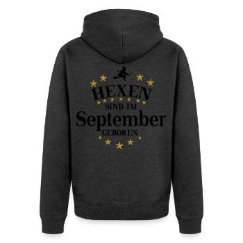 Witches September - Unisex Premium Organic Zip Hoodie - heather anthracite - Back - Nico (187cm)