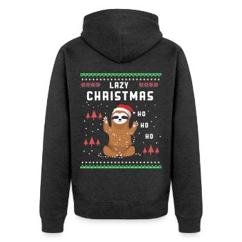 Lazy Noël / indolence / cadeaux - Veste à capuche bio Premium Unisexe - anthracite chiné - Dos - Nico (187cm)