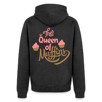 Muffins - Unisex Premium Bio Zip Hoodie - Anthrazit meliert - Hinten - Nico (187cm)